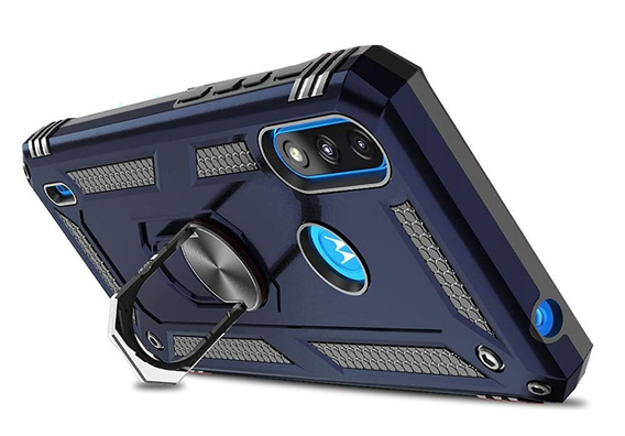 Бронированный Чехол до Motorola Moto E7 Power / E7i Power, Nox Case Ring, темно-синий
