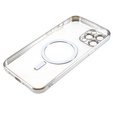 Чехол для iPhone 12 Pro, Electro MagSafe, серебряный + стекло для экрана