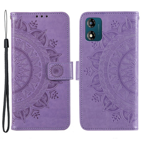 Чохол-книжка для Motorola Moto E13, Mandala Flower, фіолетовий