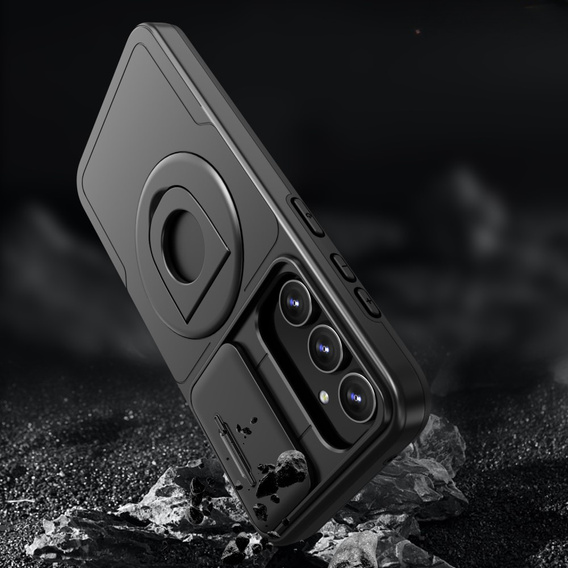 Бронированный чехол для Samsung Galaxy S23 FE, CamShield Magnet, черный + 9H стекло