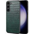 Чехол для Samsung Galaxy S24, крокодил, кожа зелёный