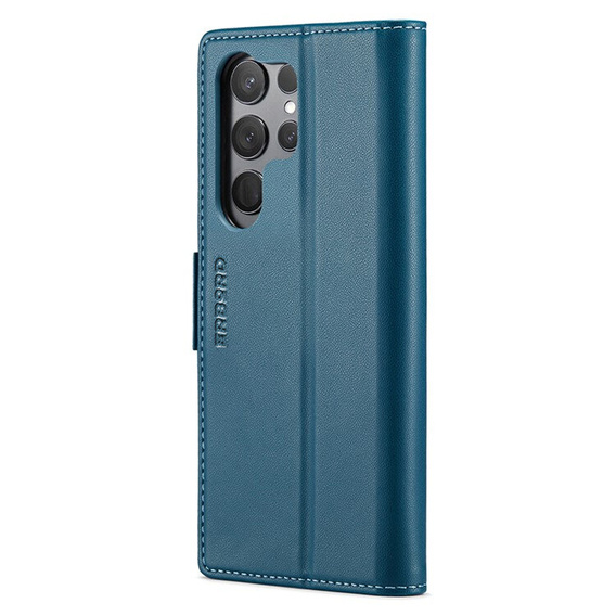 Чехол для Samsung Galaxy S25 Ultra, ERBORD Glossy Litchi, кошелек с клапаном, синий