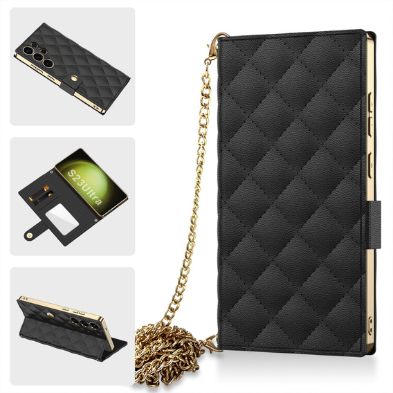 Флип-кейс для Samsung Galaxy S23 Ultra, GKK Mirror Wallet, чёрный