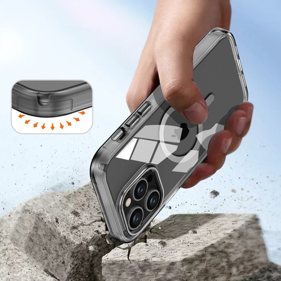Чехол для iPhone 16 Pro, Shockproof Hybrid, с пленкой на экран, для MagSafe, серый