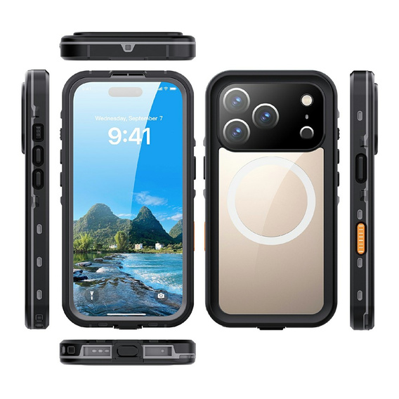 Чохол для iPhone 17 Pro, водонепроникний IP68, SHELLBOX MagSafe, чорний
