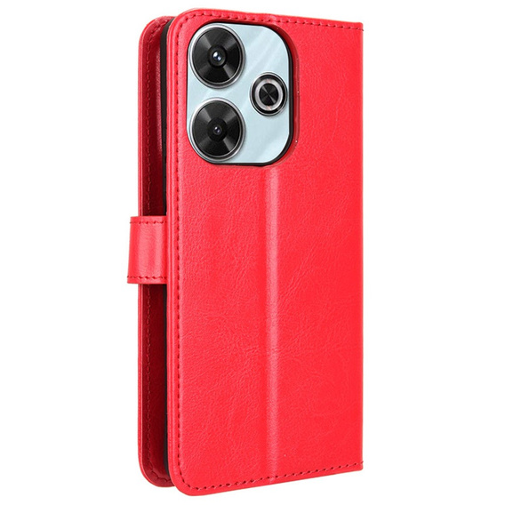 Футляр з клапаном для Xiaomi Redmi 13, Crazy Horse Wallet, червоний