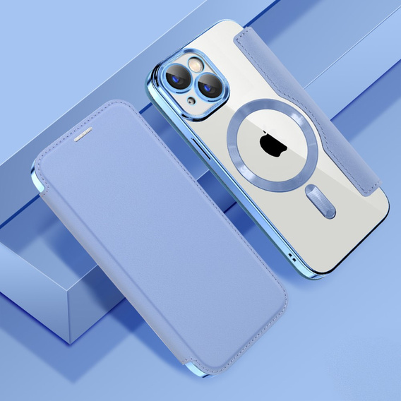 Откидной чехол для iPhone 15 Plus, RFID Wallet MagSafe CamShield, синий