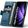 Чехол для Oppo Reno 13 Pro, ERBORD Glossy Litchi, кошелек с клапаном, синий
