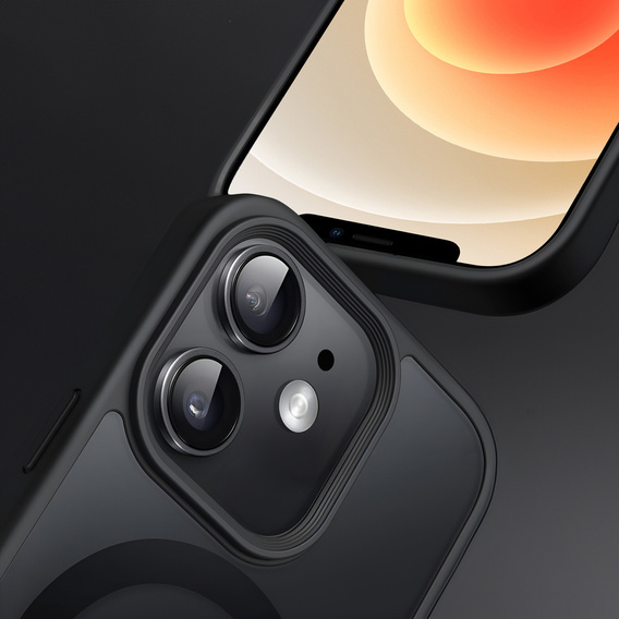 Чохол для iPhone 12, для MagSafe, ERBORD Matt Case, чорний + захисне скло