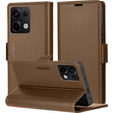 Чохол для Xiaomi Redmi Note 13 Pro 4G / Xiaomi Redmi Note 14S / Xiaomi Poco M6 Pro 4G, ERBORD Glossy Litchi, гаманець з клапаном, коричневий