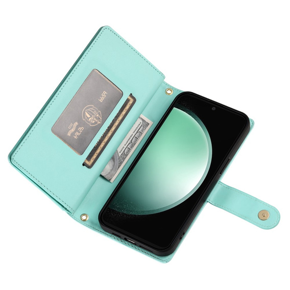 Чохол-книжка для Samsung Galaxy S24 FE, Wallet Zipper Pocket, зелений