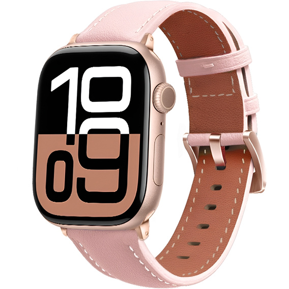 Кожаный ремешок для Apple Watch 1/2/3/4/5/6/7/8/SE/Ultra 42/44/45/49 мм, розовый