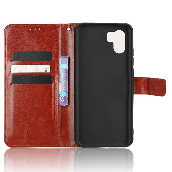 Откидной чехол для Xiaomi Redmi A1 4G / A2 4G, Crazy Horse Wallet, коричневый