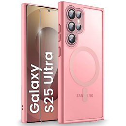 Чехол для Samsung Galaxy S25 Ultra, для MagSafe, ERBORD Matt Case, розовый + стекло для экрана