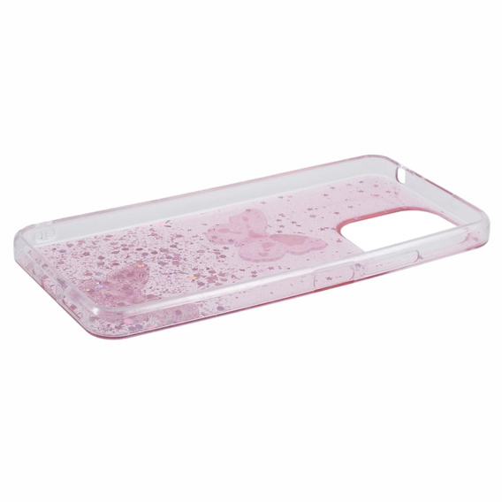 Чехол для Xiaomi Redmi 13C / Poco C65, Glitter Butterfly, розовый