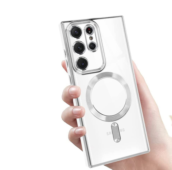 Чехол до Samsung Galaxy S23 Ultra, MagSafe Hybrid, серебряный