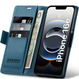 Чохол для Iphone 16E, ERBORD Glossy Litchi, гаманець з клапаном, м'яти