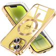 Чехол для iPhone 14, Electro MagSafe, золотой + стекло для экрана