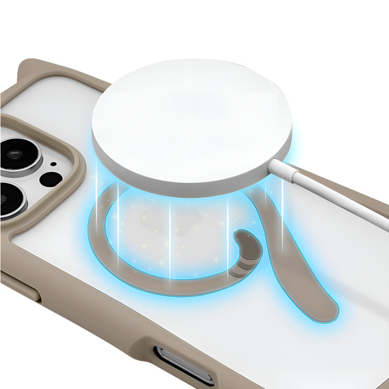 Чехол для iPhone 16 Pro Max, для MagSafe, Cute Cat, серый + стекло для экрана