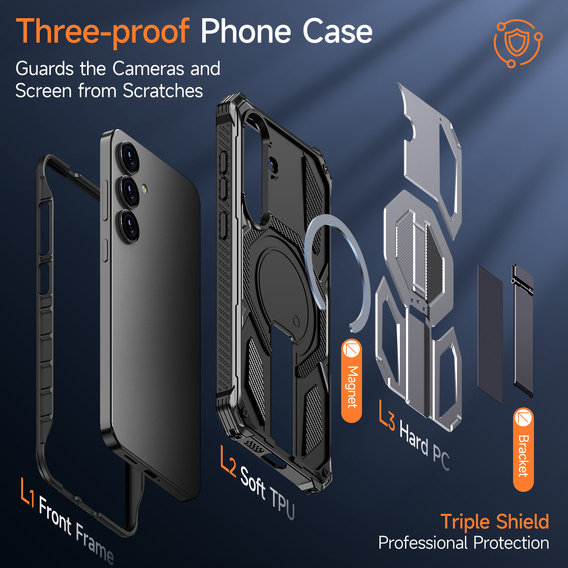 Защитный чехол с подставкой, совместимый с MagSafe, для Samsung Galaxy S25 FE