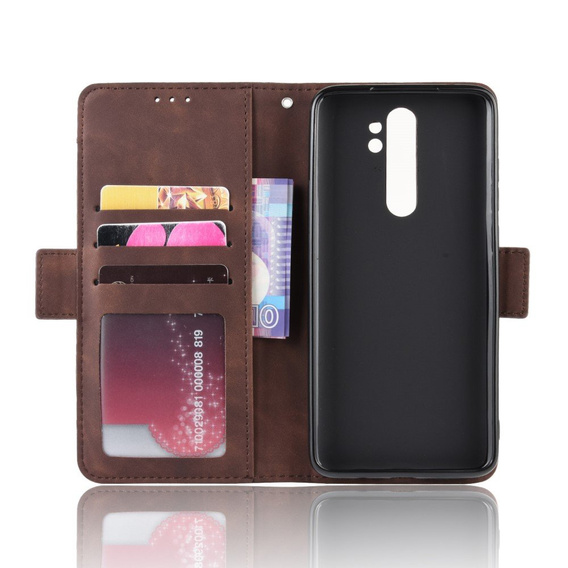 Футляр з клапаном для Xiaomi Redmi Note 8 Pro, Card Slot, коричневий