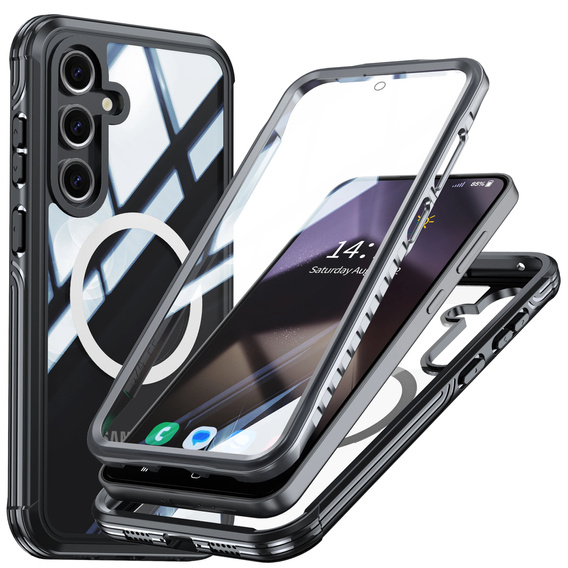 Чохол для Samsung Galaxy S24 FE, Shockproof, зі склом, для MagSafe, чорний