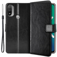 Футляр з клапаном для Motorola Moto E20/E30/E40, Crazy Horse Wallet, чорний