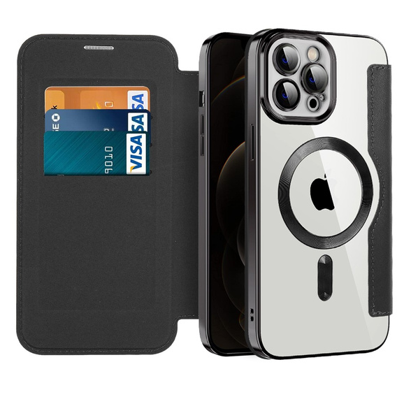 Чохол-книжка для iPhone 12 Pro, RFID Wallet MagSafe CamShield, чорний