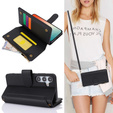 Чохол-книжка для Samsung Galaxy S24, Wallet Zipper Pocket RFID, з плечовим ременем, чорний
