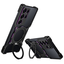 Чехол для Samsung Galaxy S25 Ultra, Kickstand Bumper, с крышкой объектива, для MagSafe, черный / фиолетовый