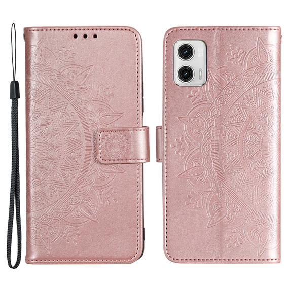 Чохол-книжка для Motorola Moto G73 5G, Mandala Flower, рожевий rose gold