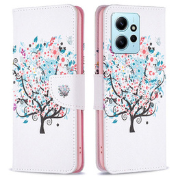 Откидной чехол для Xiaomi Redmi Note 12 4G, Wallet, colorful tree , белый