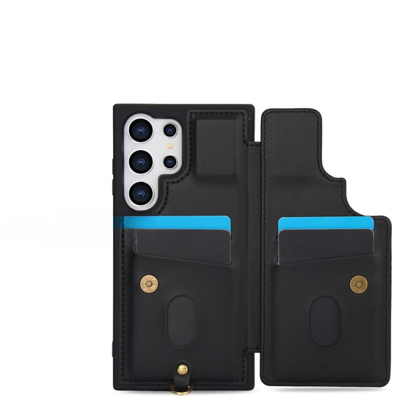 Чохол для Samsung Galaxy S25 Ultra, Leather Flower Card Slot, чорний