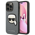 Чехол Karl Lagerfeld до iPhone 14 Pro Max, Saffiano Karl's Head Patch, серебряный