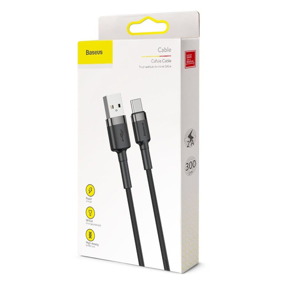BASEUS Cafule Кабель Type-C 2A 3M - Grey/Black