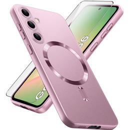 Чехол для Samsung Galaxy A56, ColorMag, для MagSafe, розовый + закаленное стекло 9H