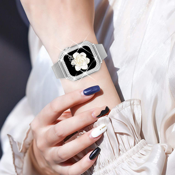 Металический браслет с чехлом для часов Apple Watch 4/5/6/SE 44mm, Silver