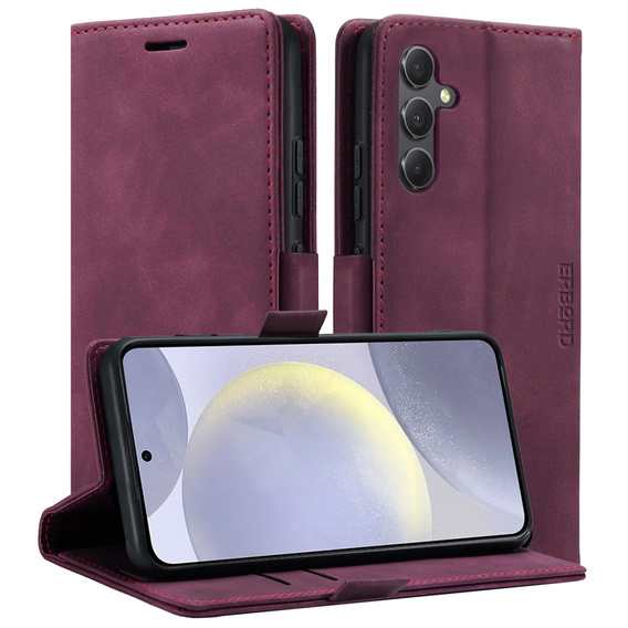 Чехол для Samsung Galaxy S24, ERBORD Vintage, бумажник с клапаном, красный