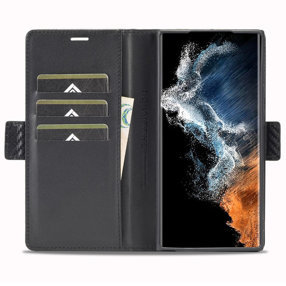 Откидной чехол для Samsung Galaxy S24 Ultra, Carbon LC.IMEEKE, чёрный