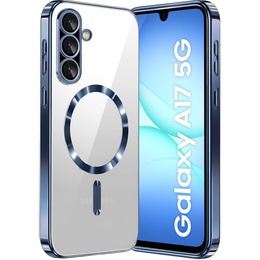 Чохол для Samsung Galaxy A17 5G, Electro MagSafe, прозорий з темно-синіми боковинами
