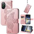 Откидной чехол для Xiaomi Poco F7, Butterfly, розовый rose gold