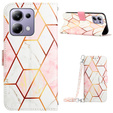 Чохол-книжка для Xiaomi Redmi Note 13 Pro 4G / Xiaomi Redmi Note 14S / Xiaomi Poco M6 Pro 4G, Wallet, Marble рожевий