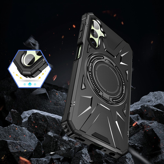 Чохол для Samsung Galaxy A54 5G, броньований з підставкою та ручкою, чорний