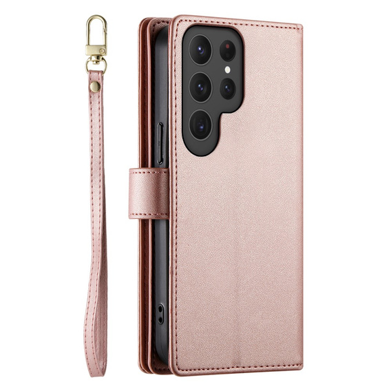 Откидной чехол для Samsung Galaxy S25 Ultra, Wallet Zipper Pocket, розовый