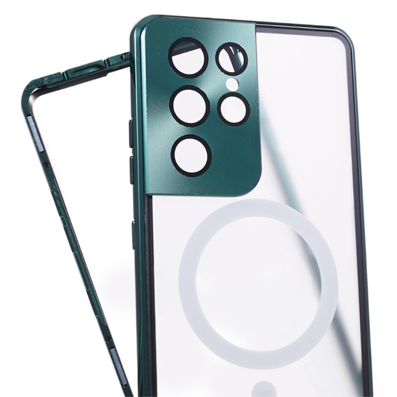 Магнітний чохол Dual Glass MagSafe для Samsung Galaxy S21 Ultra, зелений