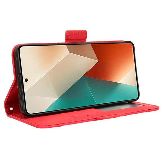 Футляр з клапаном для Xiaomi Redmi Note 13 5G, Card Slot, червоний