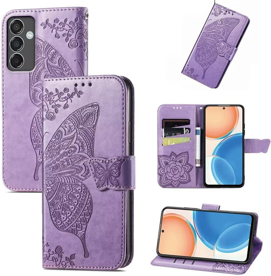 Откидной чехол для Samsung Galaxy S24 FE, Butterfly, фиолетовый