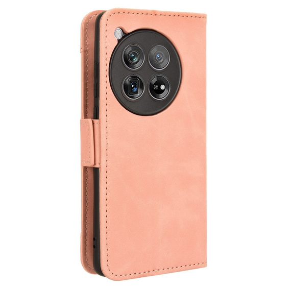 Футляр з клапаном для OnePlus 12 5G, Card Slot, рожевий