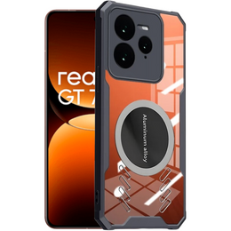 Чохол для Realme GT 7 Pro, з магнітною пластиною, прозорий / чорний