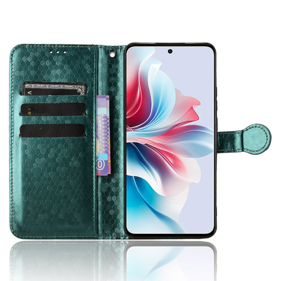 Флип-кейс для Oppo Reno 11F 5G, Wallet Rhombus, зелёный
